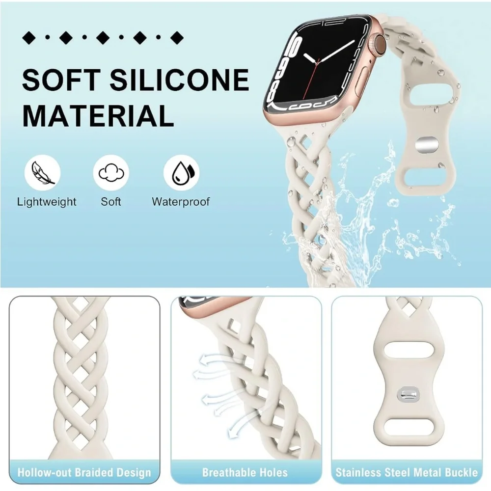 Braided Silicone Bands in Sand Pink & Starlight